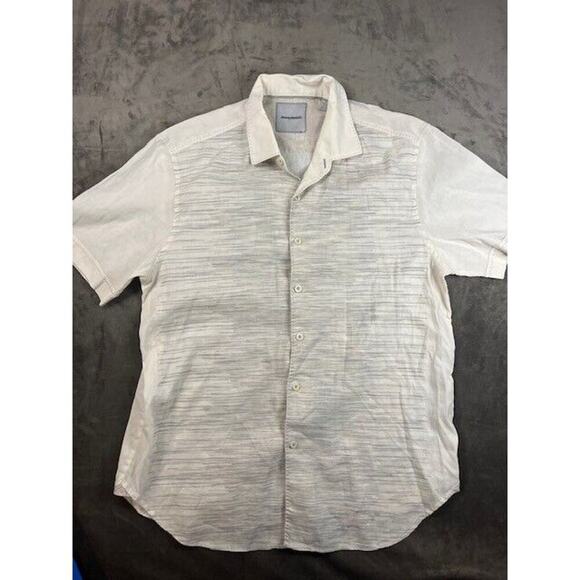 Tommy Bahama Button Shirt Mens Short Sleeve XL beige‎ linen cotton blend - Picture 1 of 5